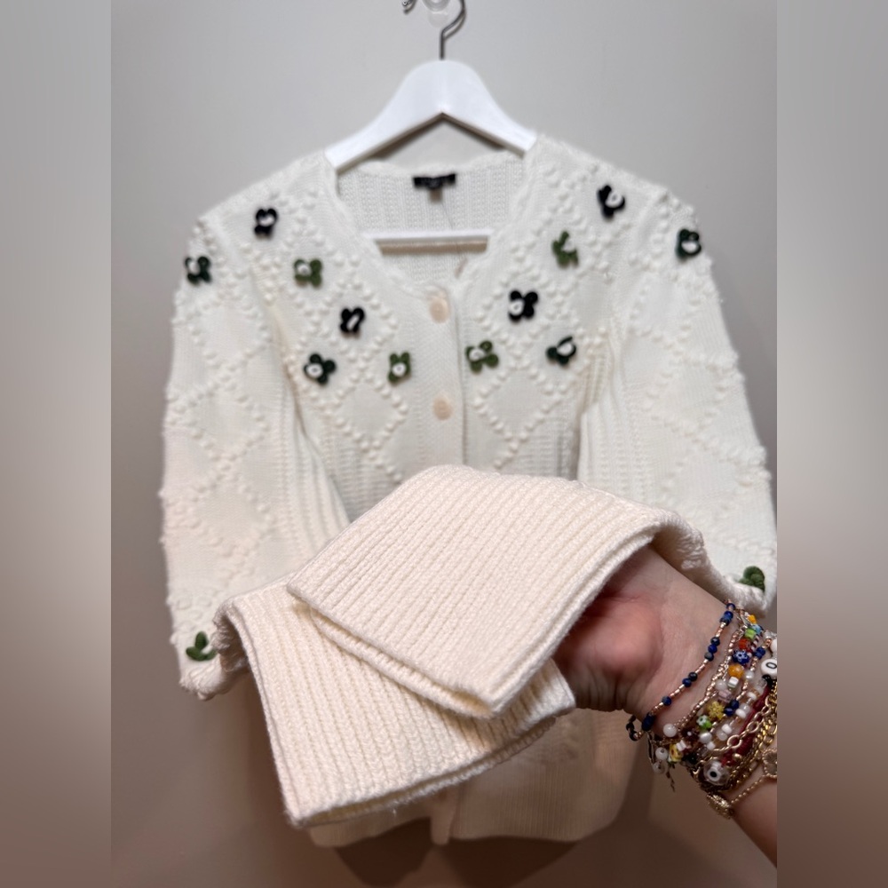 Mixed Stitch Cardigan - Merry Floral - Picture 4 of 6